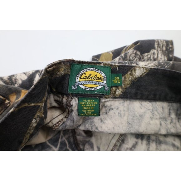 Vintage 90s Cabelas Mens Size 50x33 Distressed Wide Leg Camouflage Cargo Pants - Picture 8 of 11